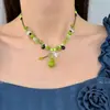 Colar de Flor com Contas Verdes para Mulheres, Estilo de Férias, Empilhável Multicamadas, Incrivelmente Lindo, Corrente Personalizada para Clavícula, Colar para Férias na Praia