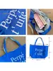 Bolsa Coreana de Nailon Dopamina Doble Cara Estilo Perezoso Rayas de Colores Estampado de Letras Simple Bolsa para Estudiantes y Viajeros