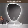 Espelho Inteligente com Tela Sensível ao Toque em Formato Especial de Gota d'Água Espelho de Banheiro para Hotel com Luz Espelho de Banheiro Montado na Parede Espelho de Banheiro LED