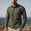 Camisa de Manga Larga para Hombre de Trabajo de Otoño Primavera de Venta Caliente Ropa de Trabajo de Algodón Casual Holgada Camisa Versátil para Exteriores Camisa Lavada para Hombre