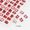 Rhinestones para Uñas Dongzhou Crystal Light Color Rojo Rosa con Base Puntiaguda, Corazón Inclinado, Brillo Deslumbrante, Decoraciones para Uñas de Corazón de Cristal K9 Color Durazno, Corazón Inclinado Rectangular