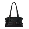 Bolsa Tote de Couro Encerado Retrô Outono Inverno Feminina Moda de Alto Padrão Versátil Bolsa de Mão Bolsa de Ombro Bolsa para Trabalho e Deslocamento Bolsa de Axila