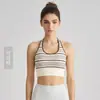 Top de tirantes seamless Weiman para yoga con copas fijas rayadas, diseño texturizado sin espalda, adecuado para Pilates y entrenamientos de fitness, sujetador deportivo para mujer
