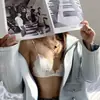 Sujetador de Encaje Transparente de Verano para Mujer, Triángulo Francés, Espalda Bonita, Cierre Frontal, Pecho Pequeño