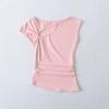 25 Primavera Nueva Estilo Europeo y Americano Sexy Deseo Puro Sexy Diseño Elegante Corte Retorcido Camiseta de Manga Corta
