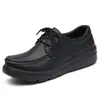Zapatos de enfermera con cordones transfronterizos para mujer, zapatos blancos de suela gruesa y suave para otoño, zapatos de trabajo médicos, color liso, zapatos transpirables para mujer