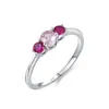 Anel S925 Banhado a Prata Esterlina Gradiente Rosa Doce Zircônia Anel de Dedo Indicador Feminino Design de Luxo Acessível High-End