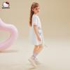 Vestido T-shirt de Verão Colorido Contrastante para Meninas 2025 Novo Roupa Infantil Média e Grande Vestido Tesouro Estampado de Desenho Hello Kitty Feminino