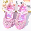 Zapatos Infantiles Kuromi, Zapatos de Tacón Alto para Niñas, Zapatos de Vestir de Princesa, Zapatos Pequeños de Cuero Infantiles de Suela Suave, Zapatos de Cristal con Lentejuelas Elsa