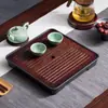 LiquidaçãoTapete de Chá Trançado de Bambu Caminho de Mesa Estilo Zen Cortina de Bambu Antiga Suporte para Vasos Porta-copos Almofada de Isolamento Térmico Tapete para Conjunto de Chá