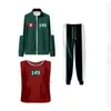Ropa Deportiva para Niños Otoño Cuello Alto Cremallera Sudadera Verde Oscuro Conjunto de Tres Piezas X-O Chaleco Nuevo