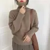 Suéter de Punto Holgado Estilo Perezoso de Cuello Alto para Mujer Otoño/Invierno 2026, Ropa Exterior de Punto Estilo Japonés Vintage, Prenda Superior Elegante para Usar como Capa Interior