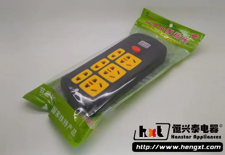 恒兴泰108黑色21孔六位插线板 大功率黑金刚带指示灯双铜片插座