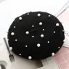 Boina de Cachemira y Lana para Invierno con Perlas de Lujo Versión Coreana Otoñal Cielo Estrellado Boina Resistente Nueva con Tachuelas