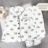 Pijama Feminino Lã Coral Outono Desenho Animado Fofo Flanela Feminina Coreano Espessado Cardigan Conjunto de Roupa para Casa de Inverno