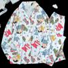 Pijama pequeño de estilo universitario con dibujos de crayones, nuevo estilo japonés, ropa de casa de manga larga de otoño, traje de mujer, venta al por mayor