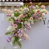 Arranjo de Flores Artificiais Estilo Monet para Exterior Flores de Solo Rosa Púrpura Decoração de Fundo de Casamento Layout Flores para Caminho de Casamento Banquete de Noivado