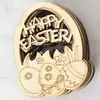 Huevos de Madera de Pascua con Cuerda Decoraciones para Fiestas Infantiles Manualidades DIY Piezas de Madera de Conejo Decoración para el Hogar