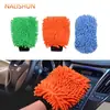 Luvas de Lavagem de Carro Dupla Face Inverno Impermeável Luvas de Lavagem de Carro Chenille Coral Fleece Forradas Espessadas Urso Patinha de Lavagem de Carro