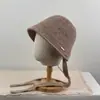 Sombrero de Pescador de Punto de Alta Calidad para Mujer, Nuevo para Otoño/Invierno, Espalda Abierta, Circunferencia de Cabeza Grande, Moderno, Estiliza el Rostro, Sombrero de Cubo de Lana para Mujer