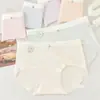 40-60kg RC Cómodo Algodón Estilo Dulce Cinturilla Contrastante Sin Costuras Simple Japonés Cómodo Cintura Media Bragas para Mujer