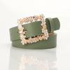 Cinturón de PU para mujer, moderno, combinable, con incrustaciones de flores de diamantes de imitación, decorativo, para vestido de mezclilla.