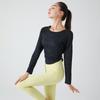 Primavera y verano nueva blusa deportiva para correr cuello redondo hueca suelta camiseta flor podrida ropa de fitness ropa deportiva para yoga manga larga