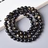 Pulsera Coleccionable de Obsidiana Dorada Natural de Múltiples Círculos para Mujer Hombre 6-8mm Obsidiana Ojo de Gato Tres Círculos Cuentas Cuentas Pulsera