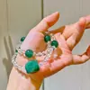 Pulsera de Cristal Natural Blanco Vitrificado de Alta Calidad con Múltiples Círculos