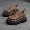 Zapatos de mujer de cuero de caballo de moda retro pulido Shanghai Jie shu 2024 primavera nuevos zapatos de plataforma de una capa que aumentan la altura estilo europeo y americano retro