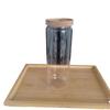 Frasco Hermético Redondo de Vidrio y Madera de Acacia Frasco de Almacenamiento Frasco de Almacenamiento para Cocina Refrigerador Frasco de Almacenamiento para Snacks Granos