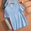 Camiseta de manga corta para hombre de modal, top de cuello en V, camiseta interior antibacteriana, camiseta fina de seda helada de tacto frío de secado rápido de media manga