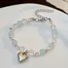 Pulsera de Cuentas de Colores y Plata Rota para Mujer Diseño de Nicho Pulsera Linda Dulce de Alto Nivel Chica Caliente Pulsera de Verano