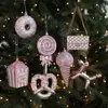 Nuevo Adorno Colgante de Plástico Rosa con Polvo Pastel Dibujos Animados Decoración Navideña, Decoración de Ventana de Árbol de Navidad 3D