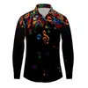 Camisa de Manga Longa Casual Masculina Solta Respirável Série Halloween 3D Impressa com Moldura de Caveira Europeia e Americana Transfronteiriça