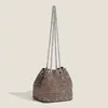 Bolso Pequeño Súper Brillante de Diamantes para Mujer 2026 Nuevo Estilo de Moda de Gama Alta Bolso de Hombro Único con Cadena y Diamantes y Bolso Cruzado Tipo Cubo para Mujer