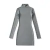 Ap25661-25 Novo Estilo Outono Europeu e Americano Sexy Sexy Elástico Justo ao Corpo Gola Alta Manga Longa Vestido