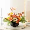 Flores Estilo Pintura al Óleo Americana Retro, Flores Artificiales, Mesa de Comedor de Sala de Estar de Lujo Ligero, Mesa de Café de Recibidor, Adornos Decorativos de Caligrafía