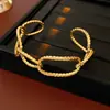 Pulsera Ovalada Hueca Irregular Chapada en Oro Real Estilo Europeo y Americano Minimalista Fresca Moda Simple Versátil Joyería