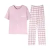 Fabricantes diretos novo pijama verão feminino conjunto lazer roupa de casa 32 justo 100 algodão 150 gramas