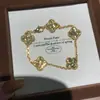 Collar de Trébol de Cuatro Hojas Hielo Triturado Dorado Edición Limitada de Año Nuevo Pulsera de Cinco Flores Doble Cara Escama de Dragón Hielo Triturado Suministro en Vivo