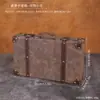 Maleta vintage de couro PU com estrutura de madeira, um conjunto de caixas de armazenamento, usada para vitrines de lojas, adereços de fotografia e fins decorativos