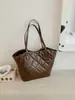 Bolso de Mano Retro de Cuero Encerado Transfronterizo para Mujer Nueva Moda Cuadrícula de Diamantes Bolso de Hombro Único para el Trabajo Gran Capacidad Versátil Bolso de Axila