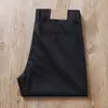 Estación Europea Verano Seda de Morera Oscura Mezclada Sin Planchar Anti-arrugas Seda Suave Pantalones Rectos Casuales de Negocios para Hombre