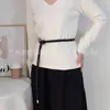 Cinturón de Cuerda Trenzada de Piel de Oveja a la Moda para Mujer, Adecuado para Vestidos, Abrigos y Chaquetas de Plumas, Ceñidor de Cintura, Cinturón Fino de Cuero Simple y Versátil