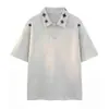 Camisa polo vintage lavada de manga curta de alta qualidade para homens, estilo retrô americano, peso pesado, com gola estilosa, perfeita para o verão e o outono