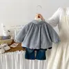 Conjunto de Dos Piezas Dianxi para Bebés y Niños Pequeños: Chaqueta Gruesa Estilo Coreano a Cuadros Forrada de Forro Polar para Bebés Niñas, Pantalones de Mezclilla Acampanados con Lazo para Invierno