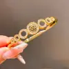 Pulsera Hebilla Redonda de Zirconia Chapada en Oro Real de 18k Cadena de Mano Simple de Moda Exquisita Joyería de Mano de Lujo Ligero de Alta Gama para Mujeres