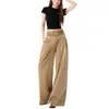Diseño de cintura de cuadros estilo americano, pantalones casuales de pierna ancha para mujer, nueva colección primavera/otoño, corte holgado, versátiles y con una silueta fluida de pierna recta.