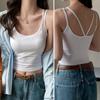 Camisola de Verano para Chica Caliente con Almohadillas para el Busto, Tirantes Dobles Blancos para Mujer, Top sin Mangas de Alta Gama sin Espalda para Uso Exterior